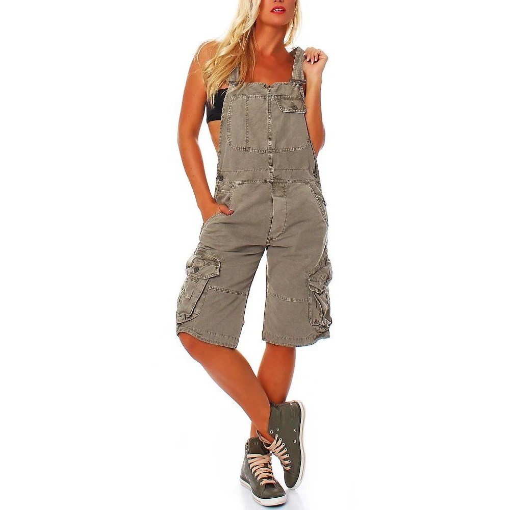 Madepants Women Khaki Tan Cotton Twill Cargo Overalls Size Small Utility Pants